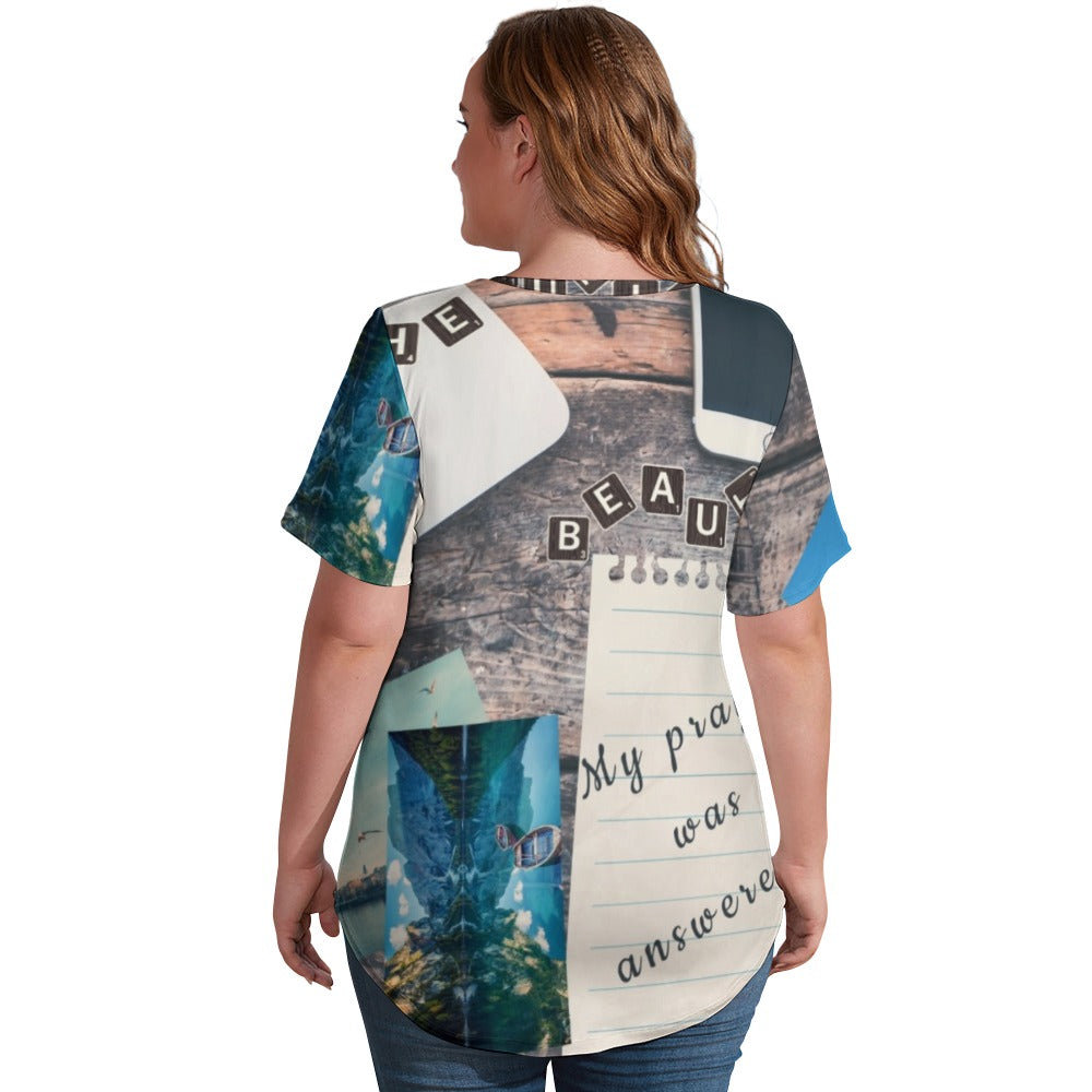 My Prayer Was Answered Ladies' V-Neck Blouse