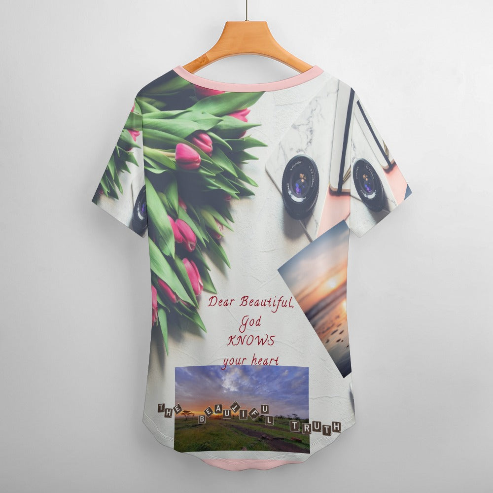 Dear Beautiful God Knows Ladies' V-Neck Blouse