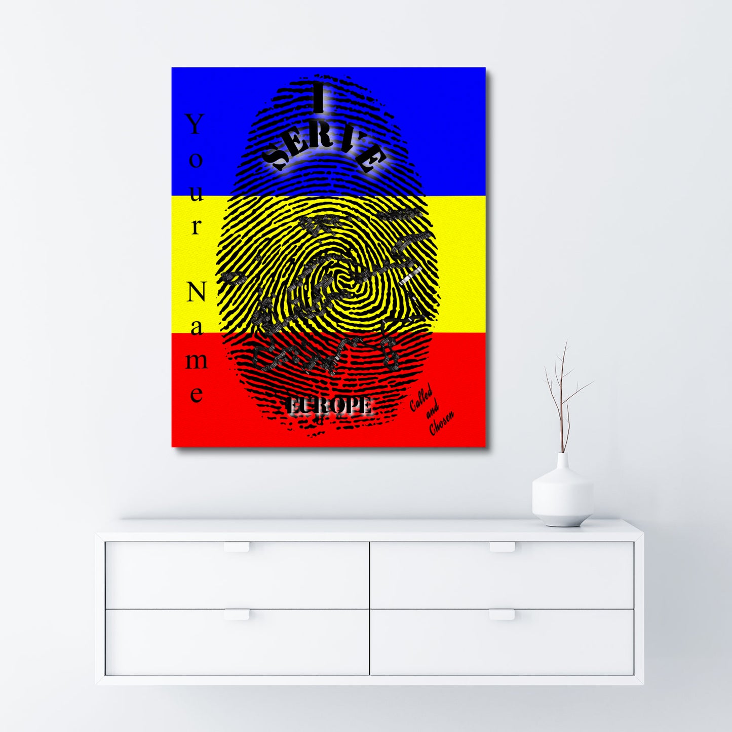 English || I Serve Europe Framed Canvas 16x20 Inch