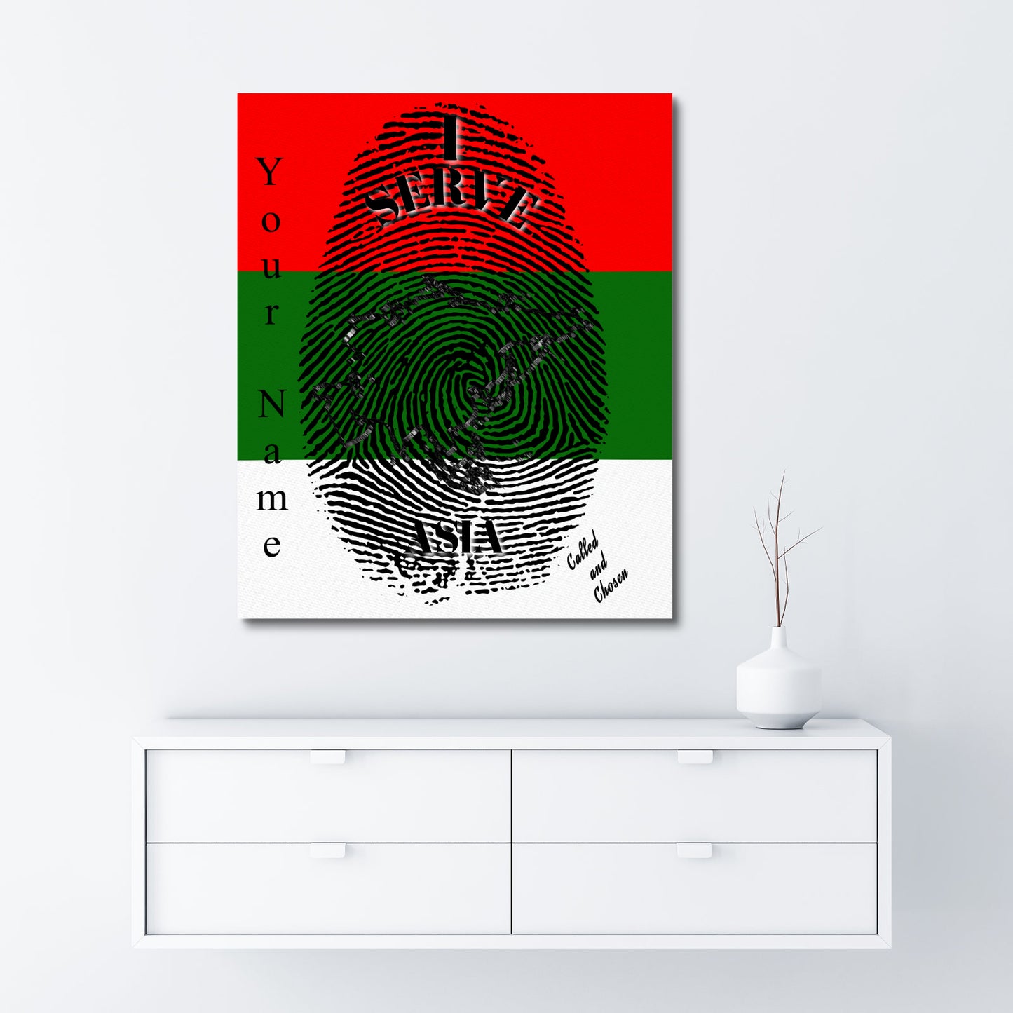 English || I Serve Asia Fingerprint Fame Canvas, 16x20 Inch