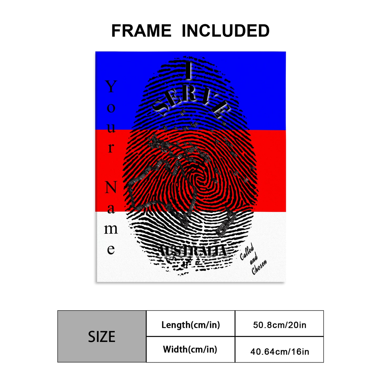 English || I Serve Australia Frame Canvas, 16x20 Inch