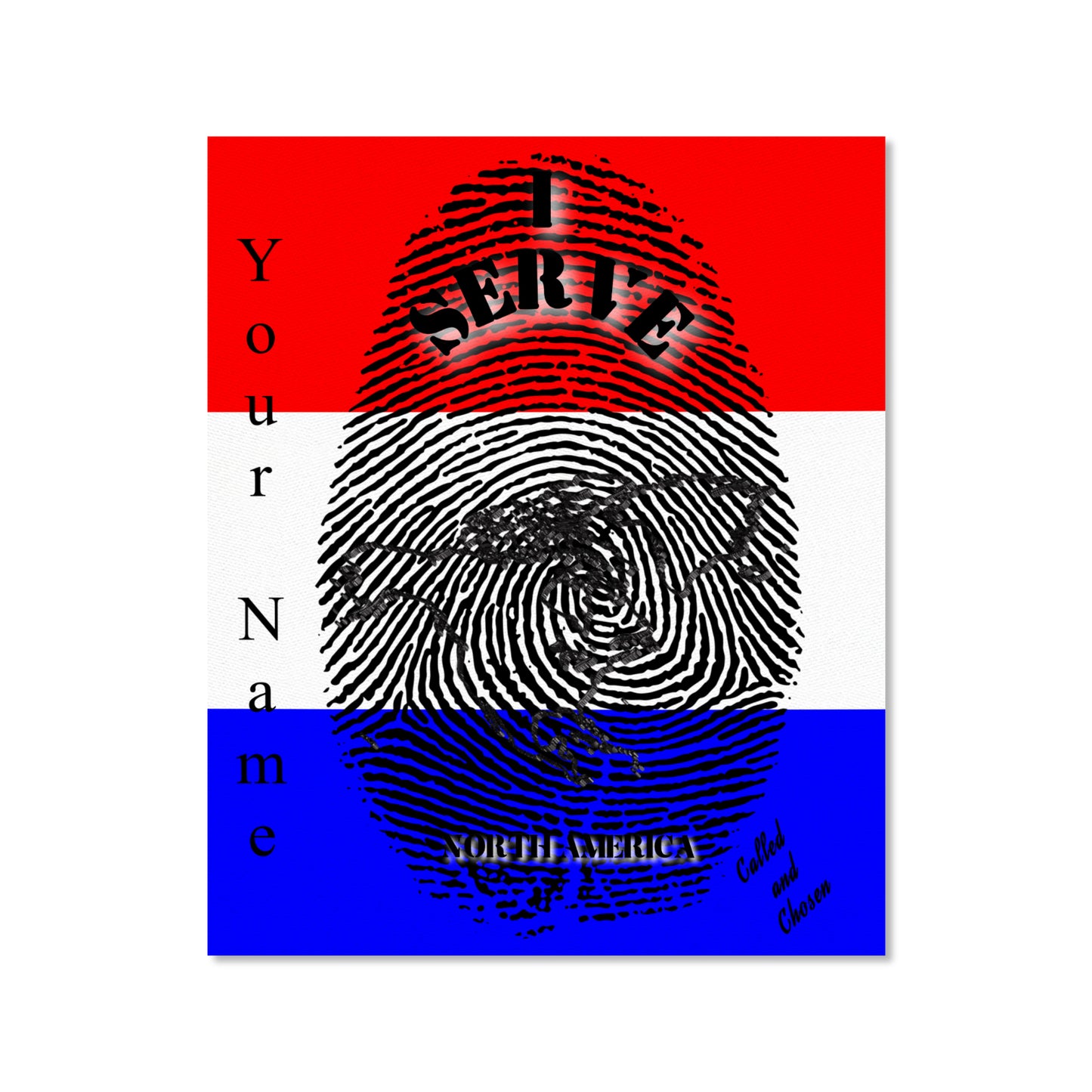 English || I Serve North America Fingerprint Frame Canvas, 16x20 Inch