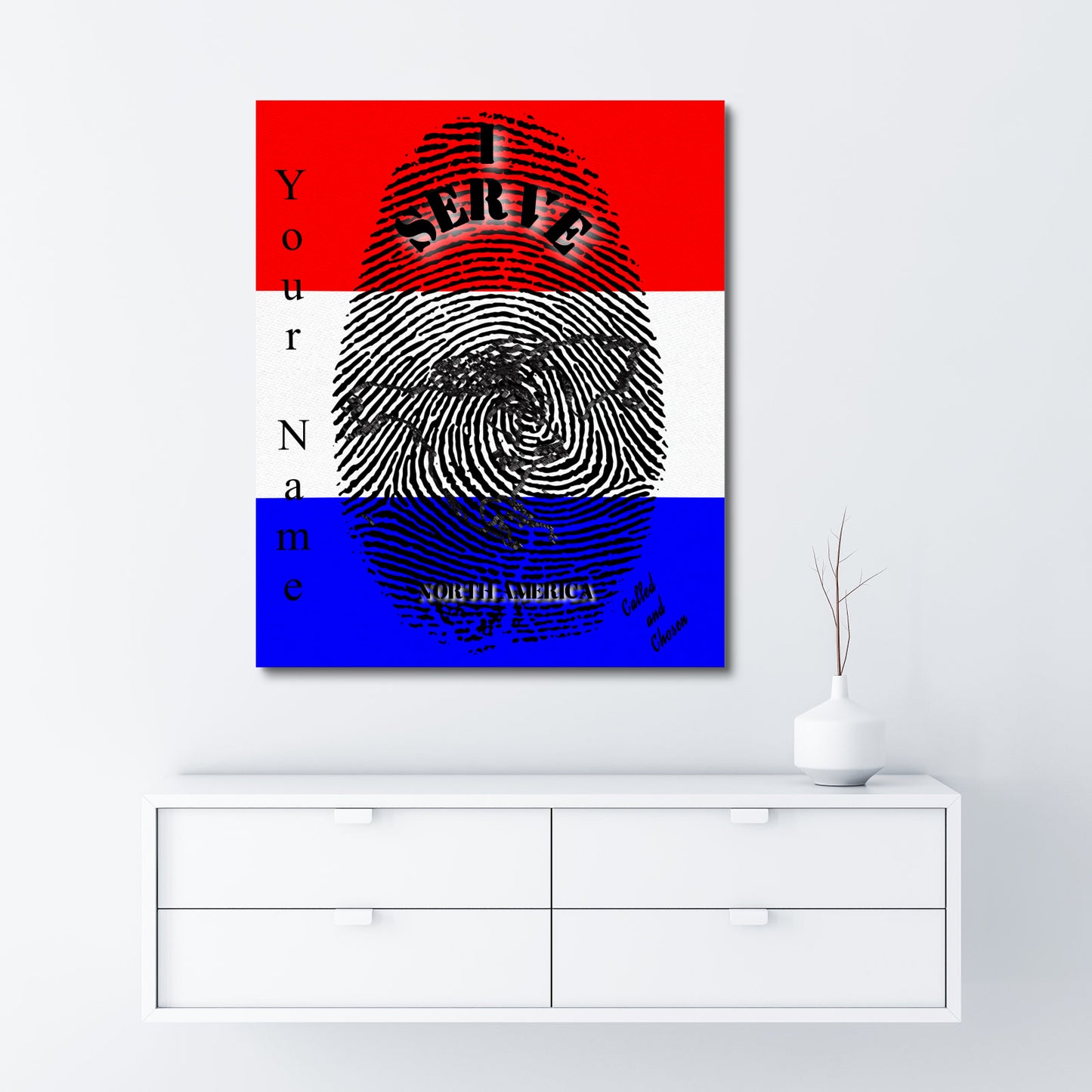 English || I Serve North America Fingerprint Frame Canvas, 16x20 Inch