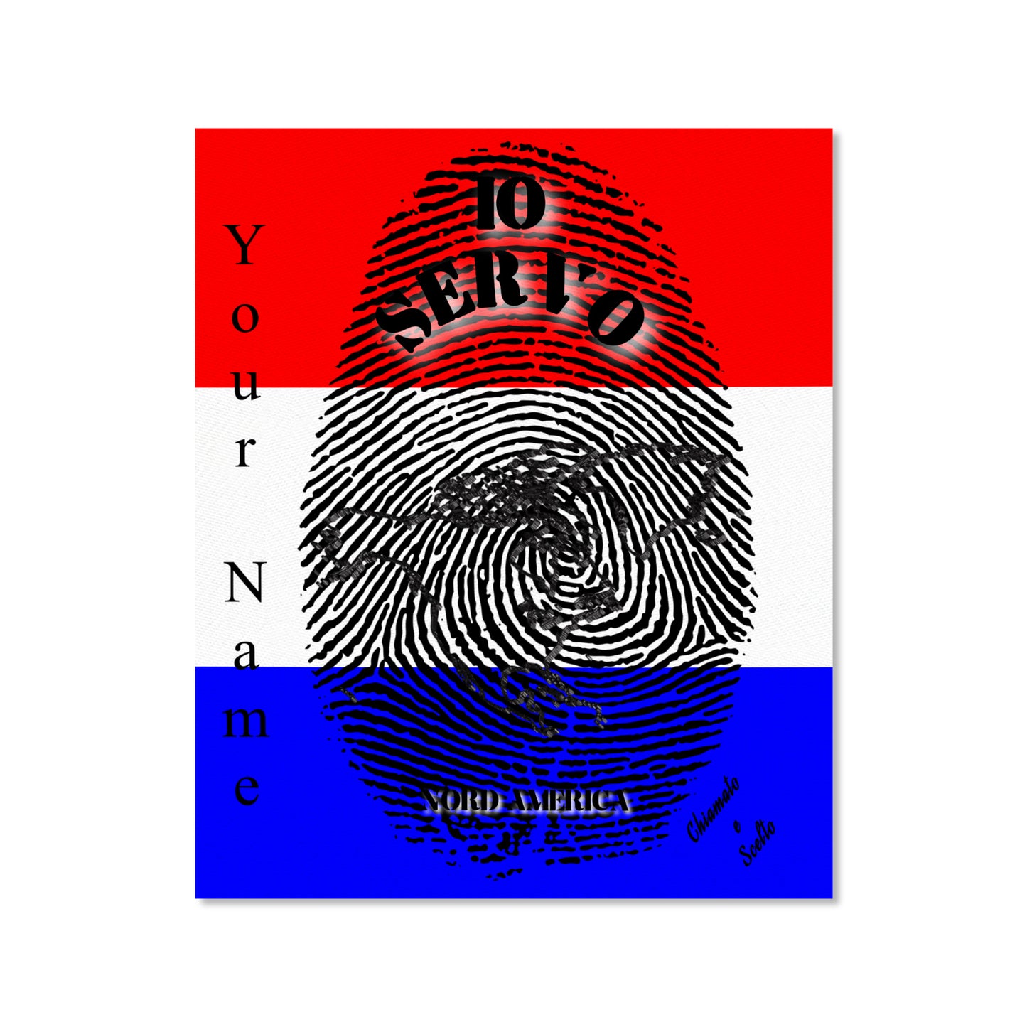 Italian || I Serve North America Fingerprint Frame Canvas, 16x20 Inch