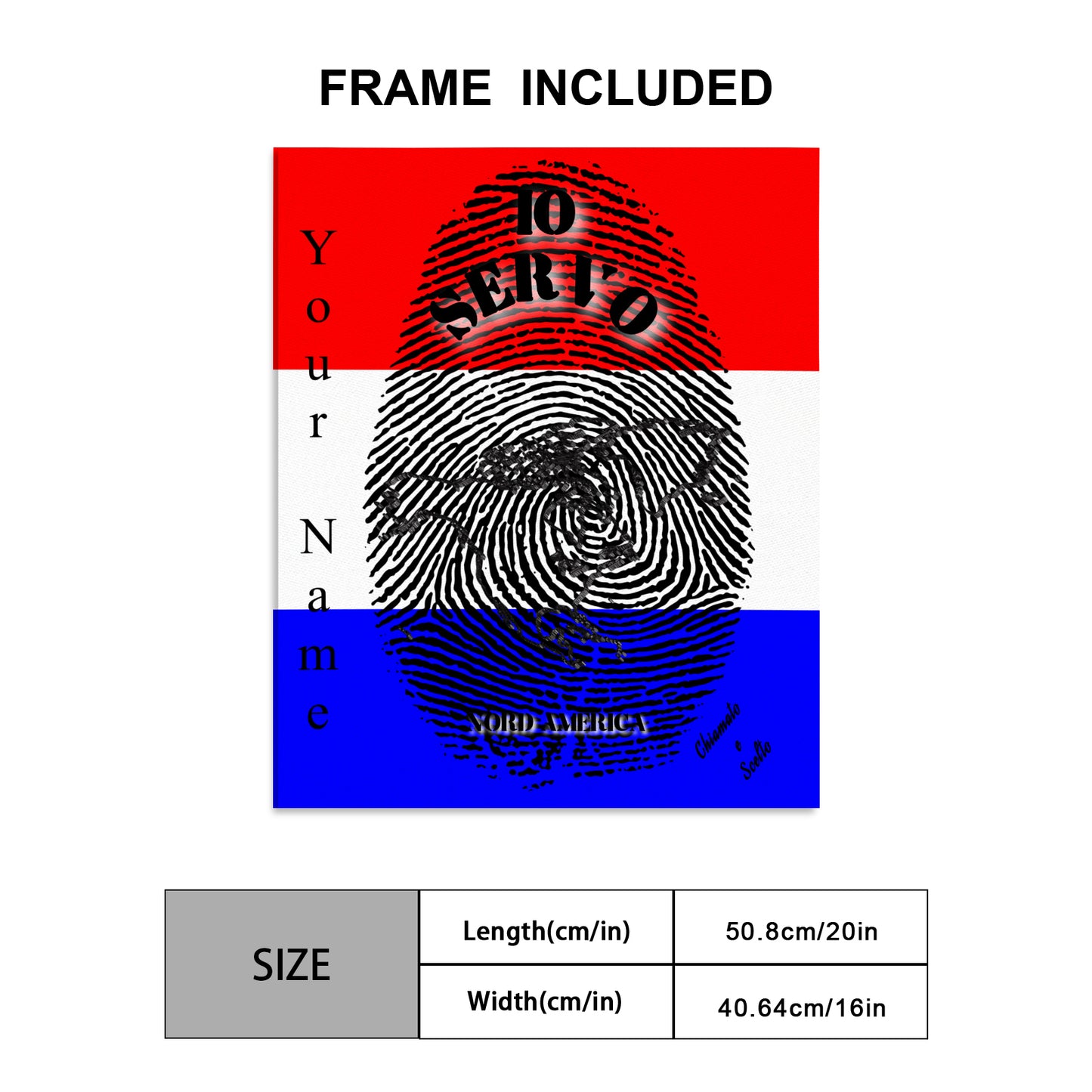 Italian || I Serve North America Fingerprint Frame Canvas, 16x20 Inch