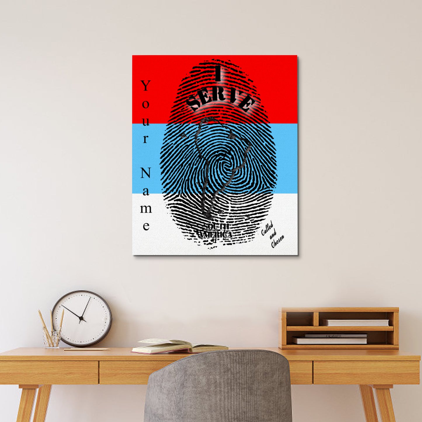 English || I Serve South America Fingerprint Frame Canvas 16x20 Inch