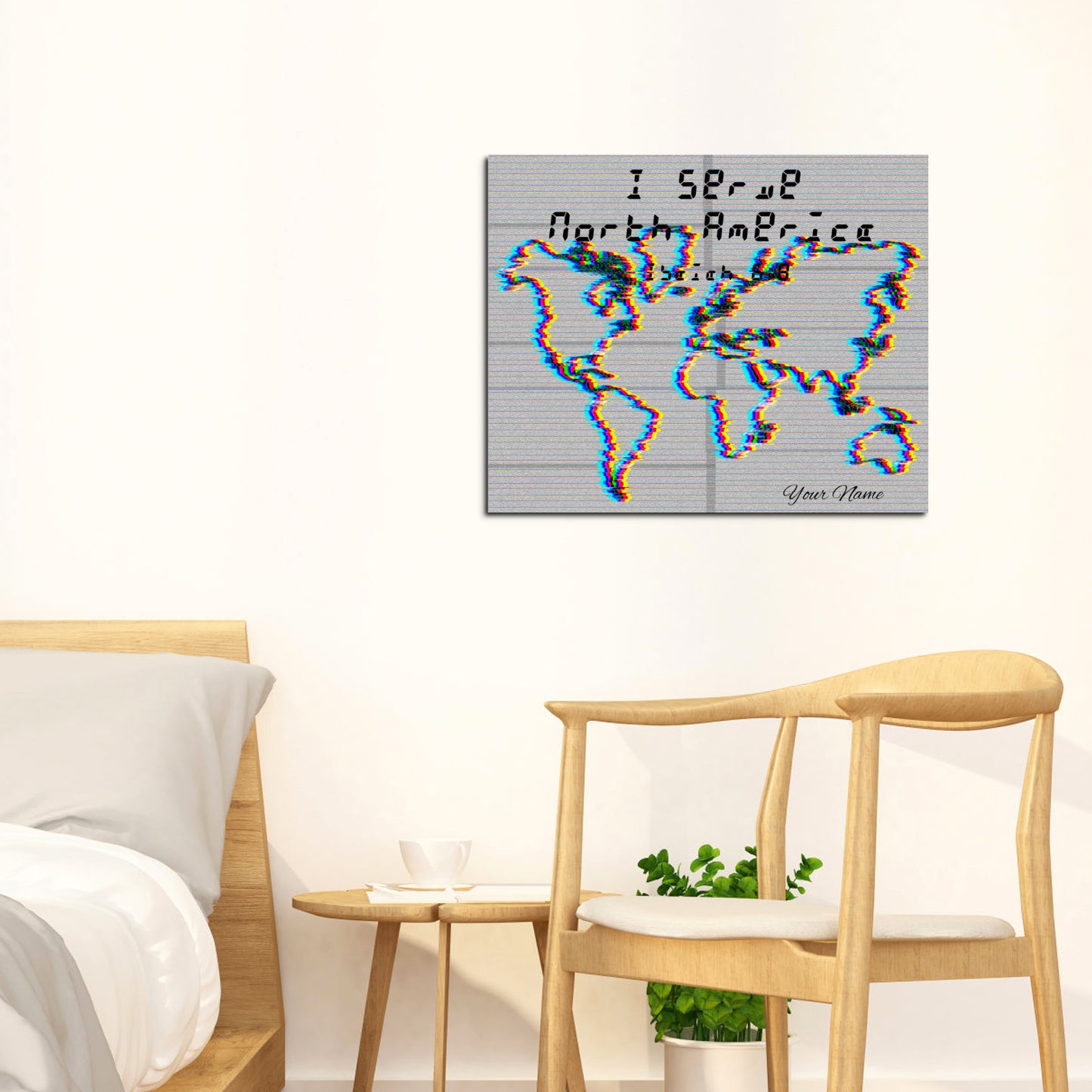 Chromatic I Serve North America Frame Canvas, 20x16 Inch