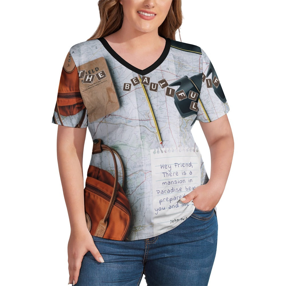 Mansion in Paradise Ladies' V-Neck Blouse