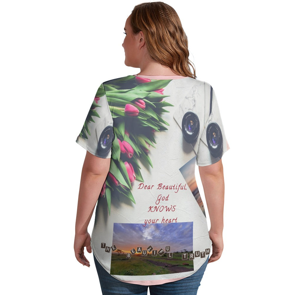 Dear Beautiful God Knows Ladies' V-Neck Blouse