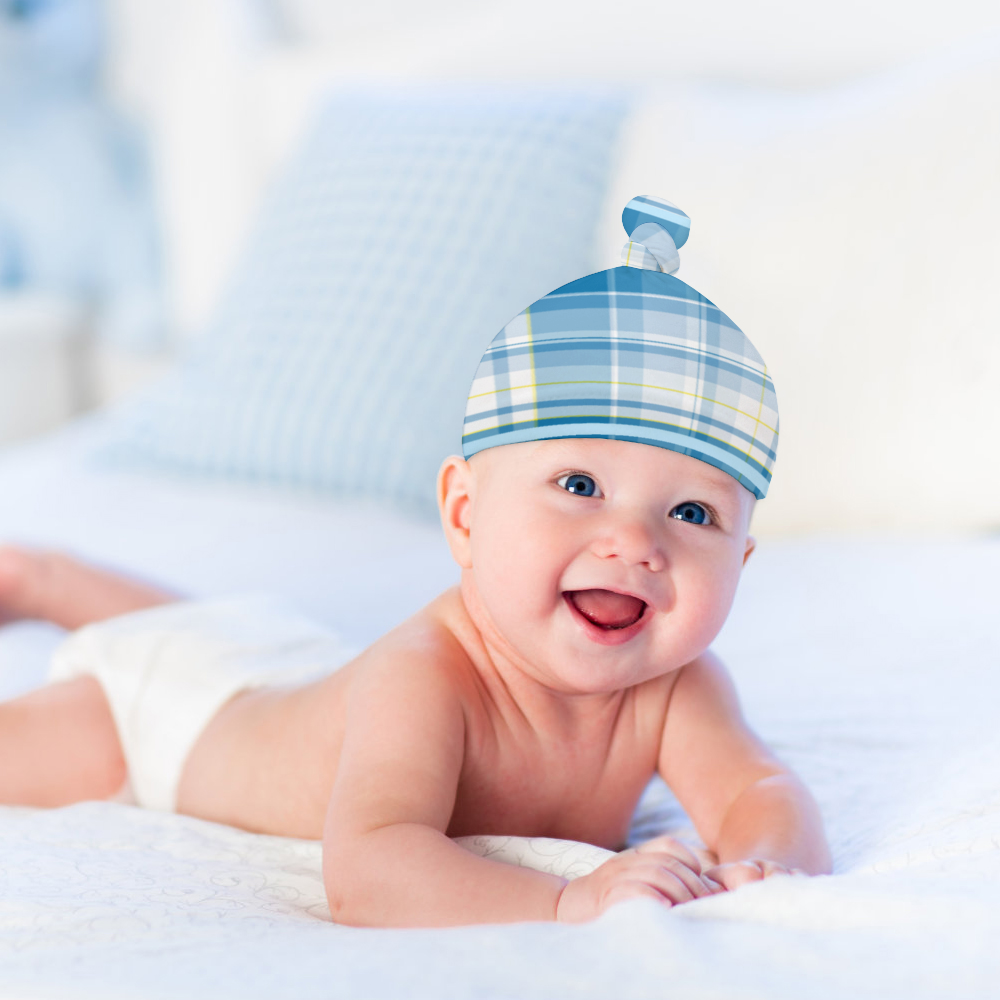 Blue Born For This Time Baby's Beanie Cap, 2-Piece Set