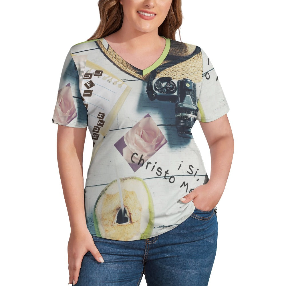 Yes, Jesus Loves Me Spanish Ladies' V-Neck Blouse