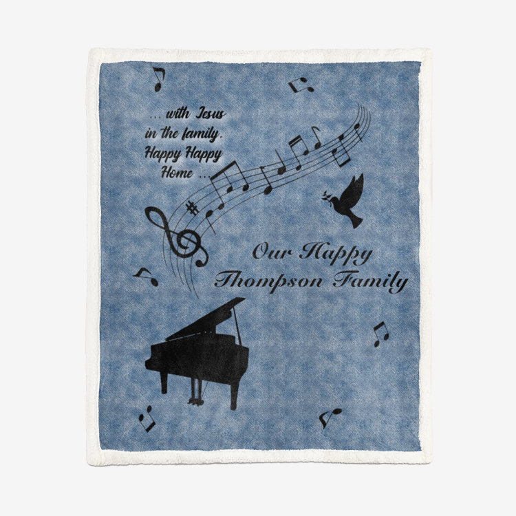 Denim Design Jesus in the Family Sing-along Plush Blanket || Piano