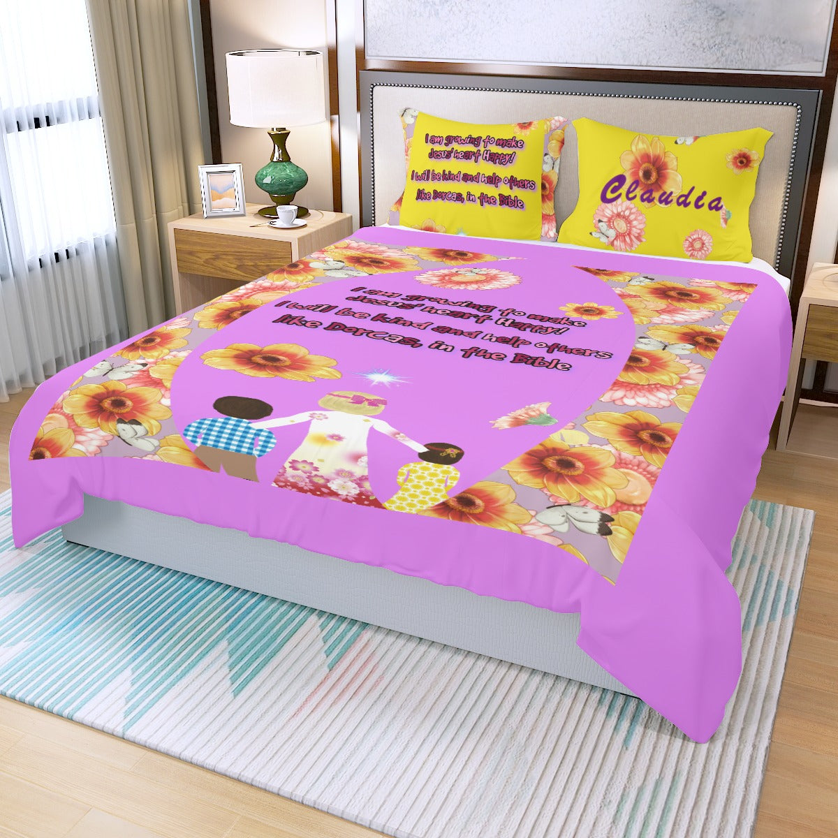 Three-Piece Making Jesus Merry Like Dorcas Duvet Cover Set