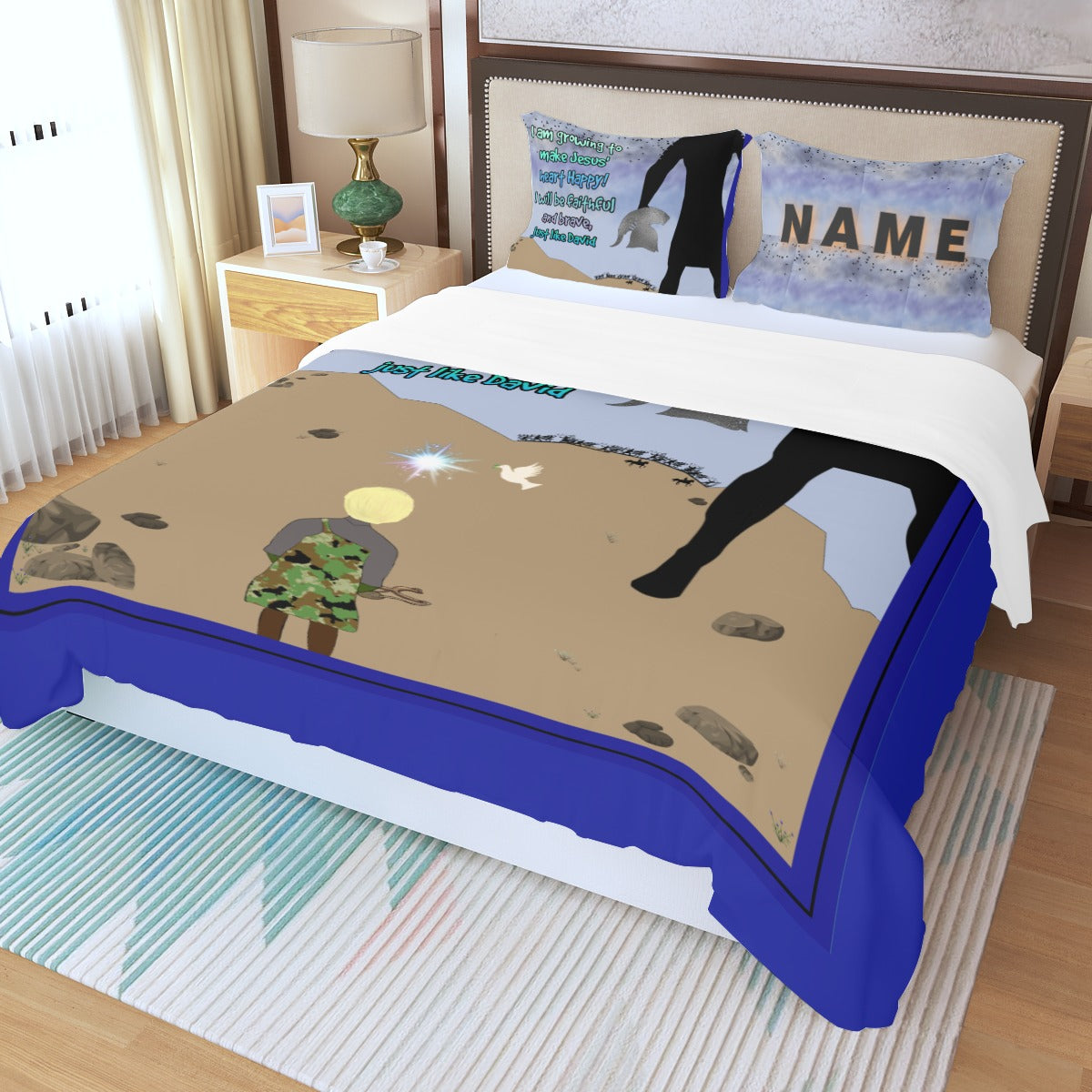 Three-Piece Making Jesus Merry Like David Duvet Cover Set