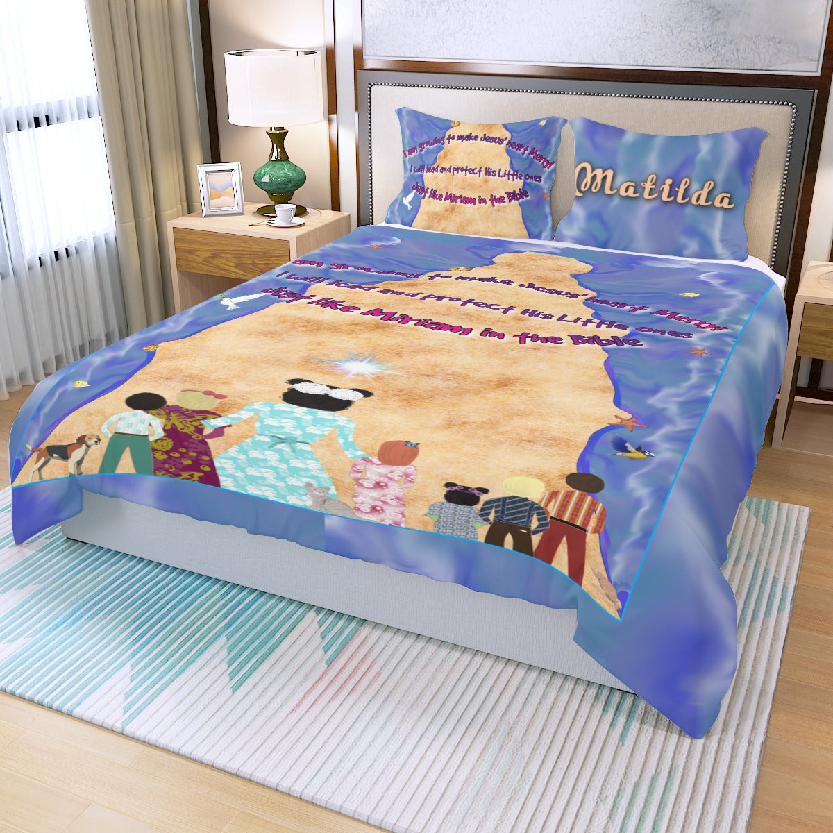 Three-Piece Making Jesus Merry Like Miriam Duvet Cover Set