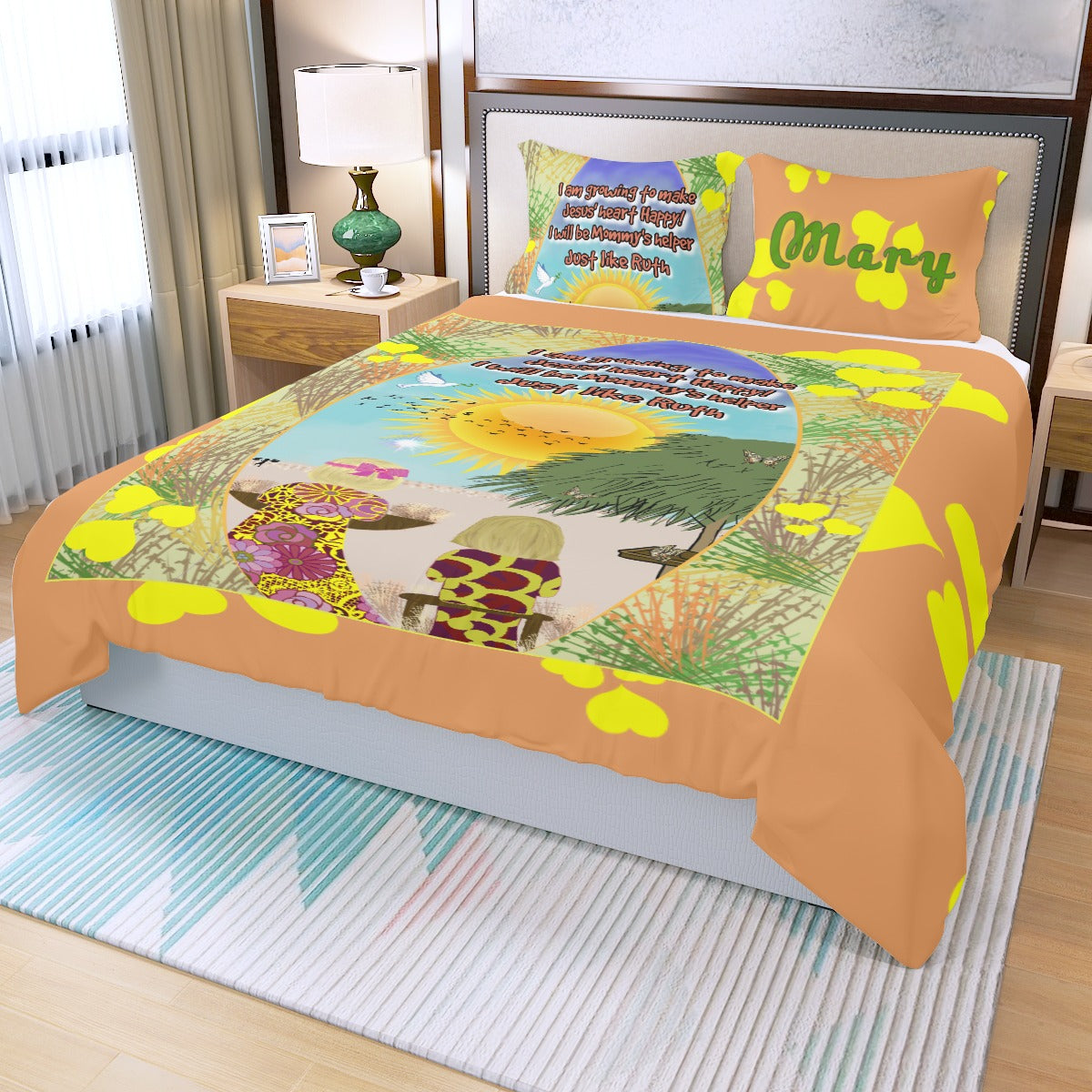 Three-Piece Making Jesus Merry Like Ruth Duvet Cover Set