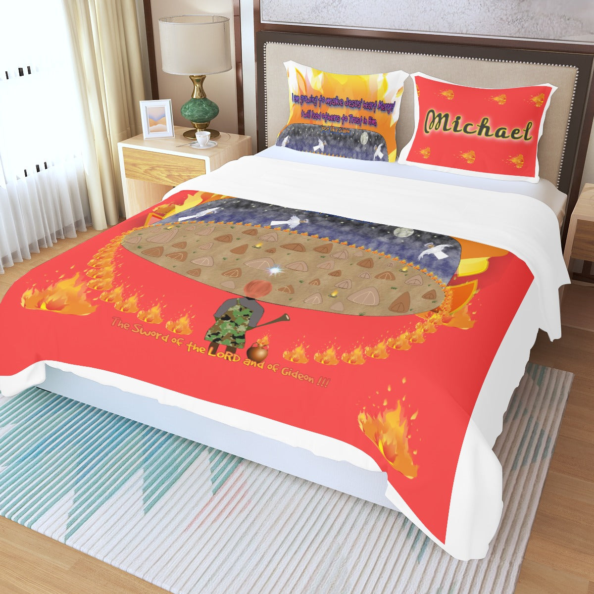 Three-Piece Making Jesus Merry Like Gideon Duvet Cover Set