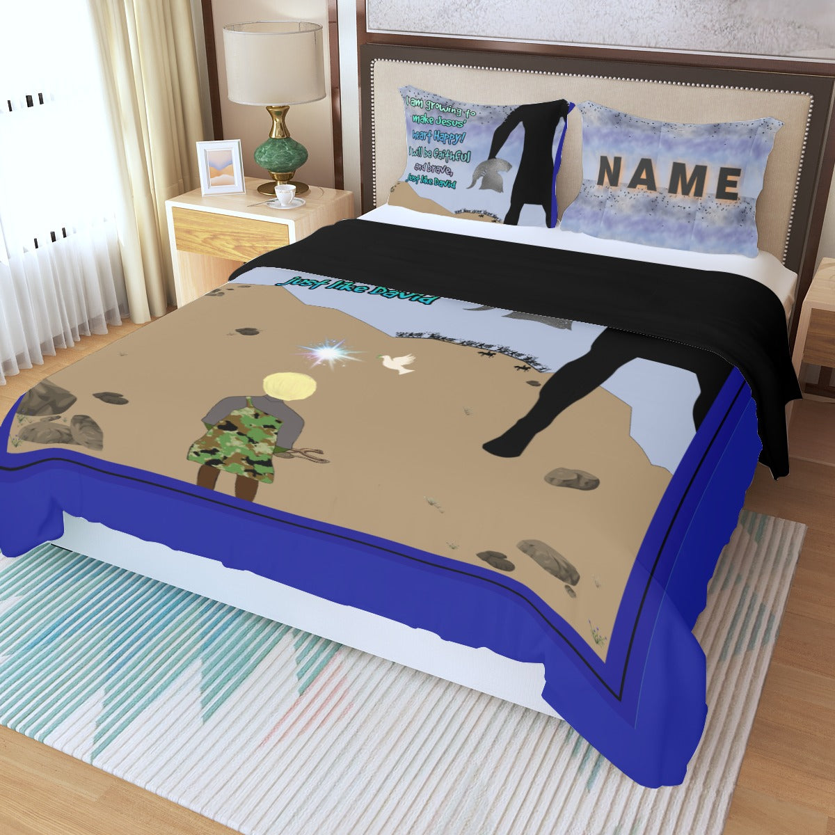 Three-Piece Making Jesus Merry Like David Duvet Cover Set