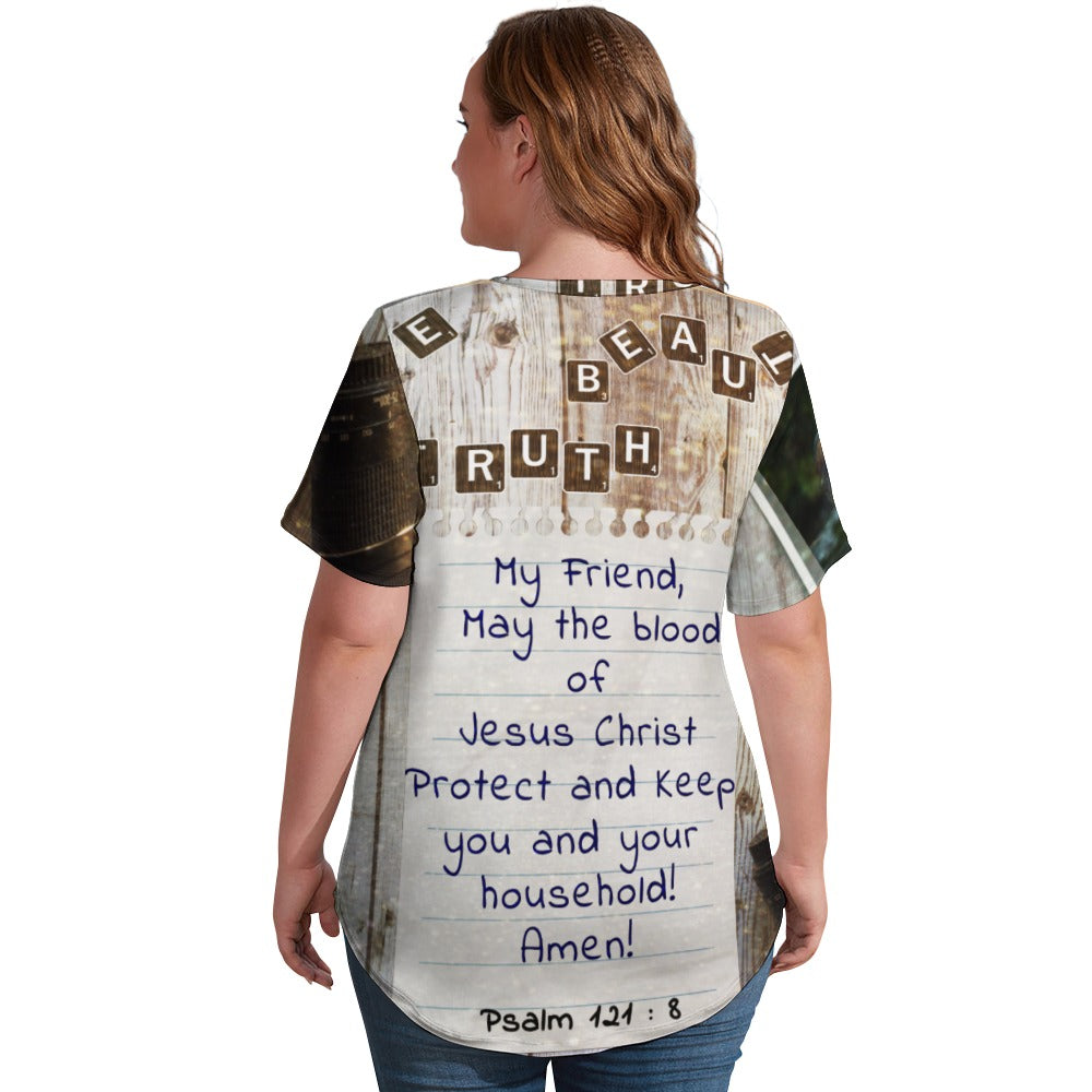Blood of Jesus Ladies' V-Neck Blouse