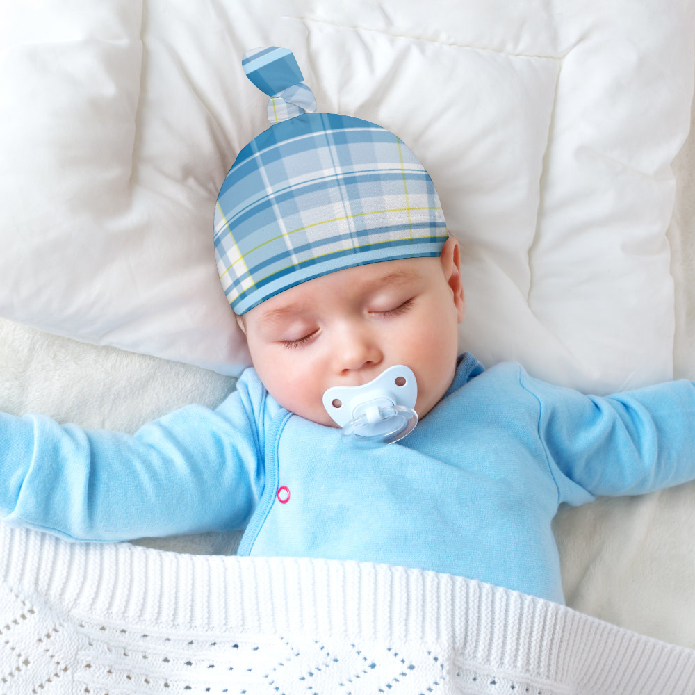 Blue Born For This Time Baby's Beanie Cap, 2-Piece Set