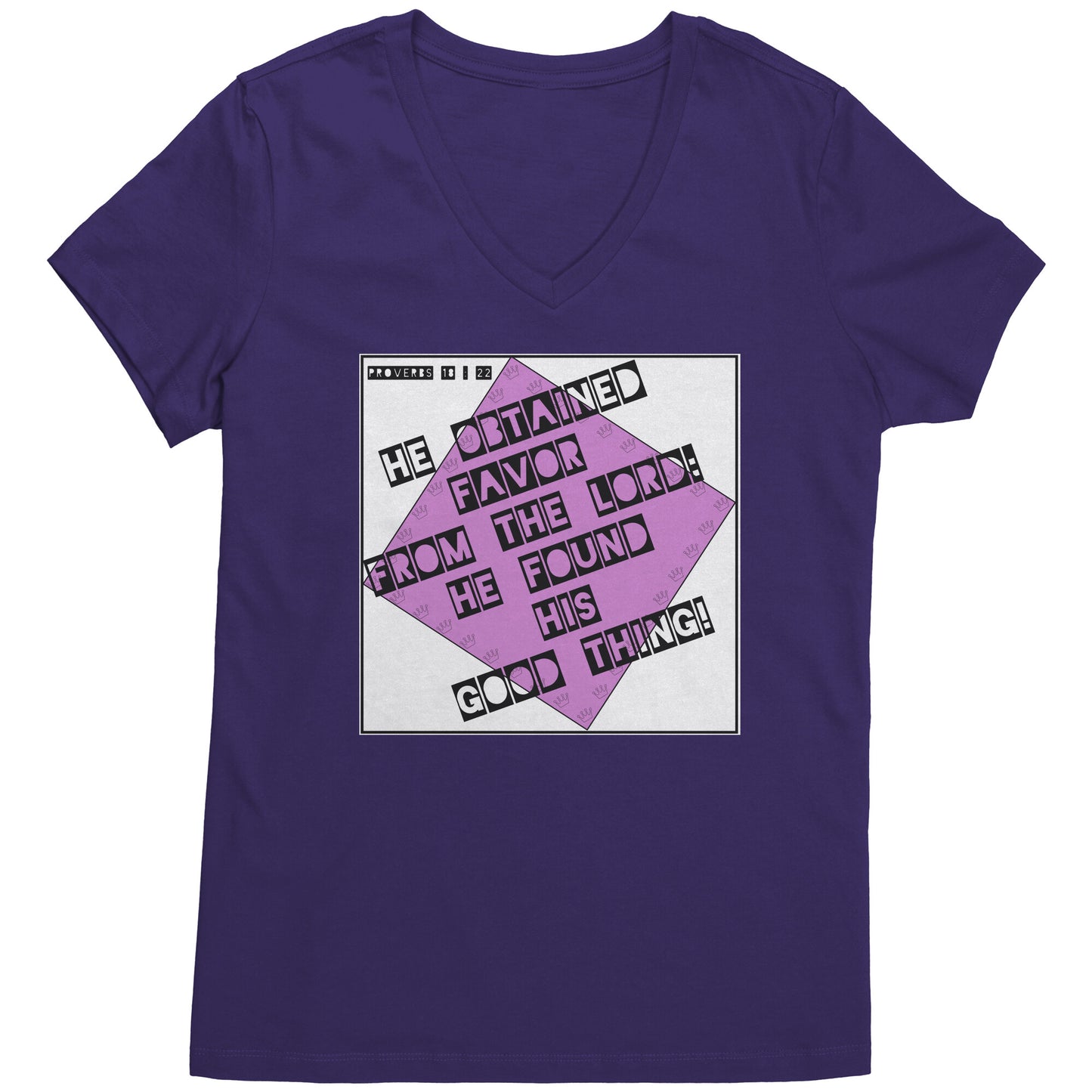 Mama's Retro Proverbs 18:22 V-neck Tee