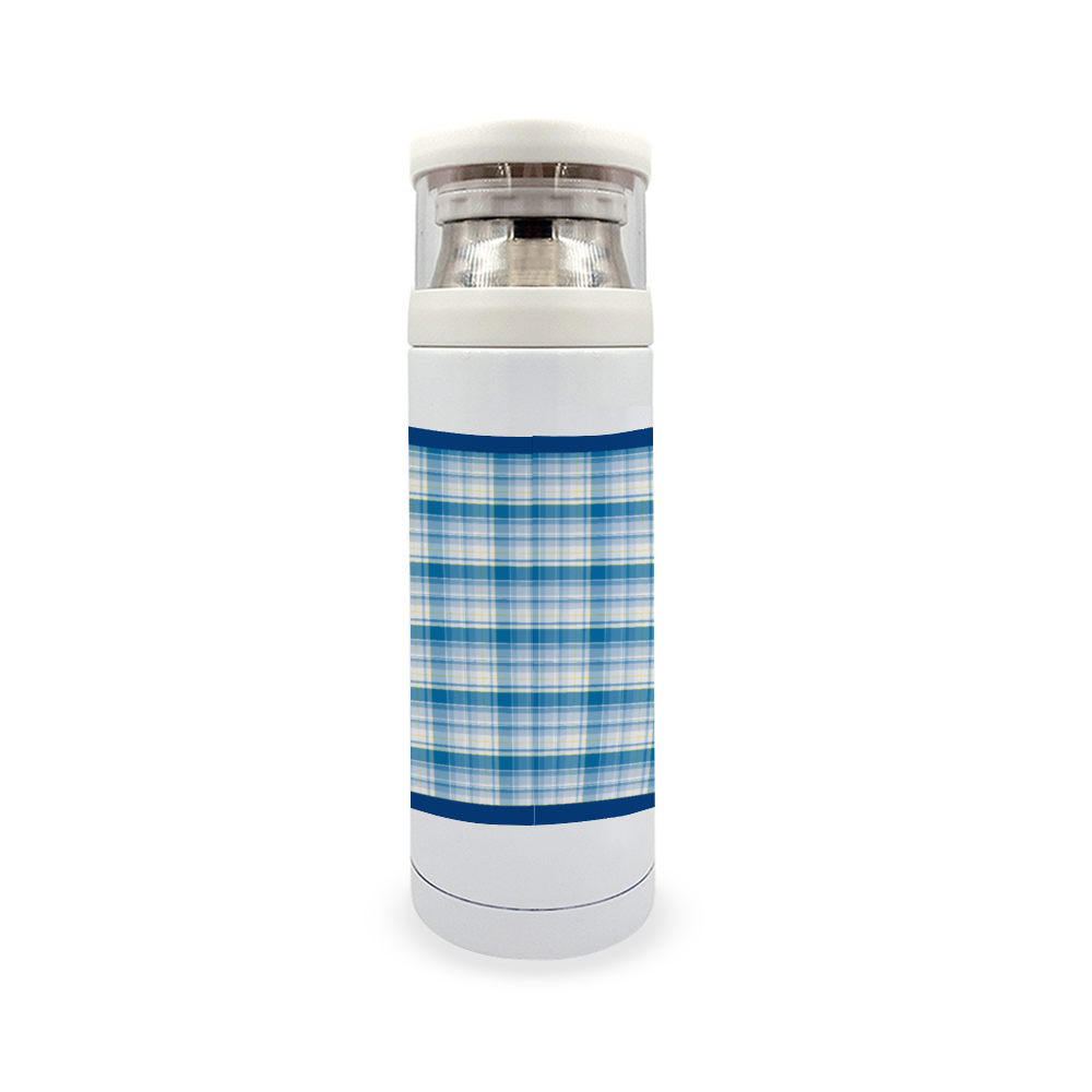 Blue Stainless Steel Thermal Insulated Bottle with Cup, 12oz || Blue Trim