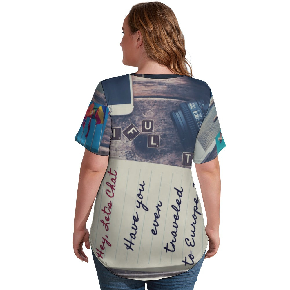 Travel to Europe Ladies' V-Neck Blouse