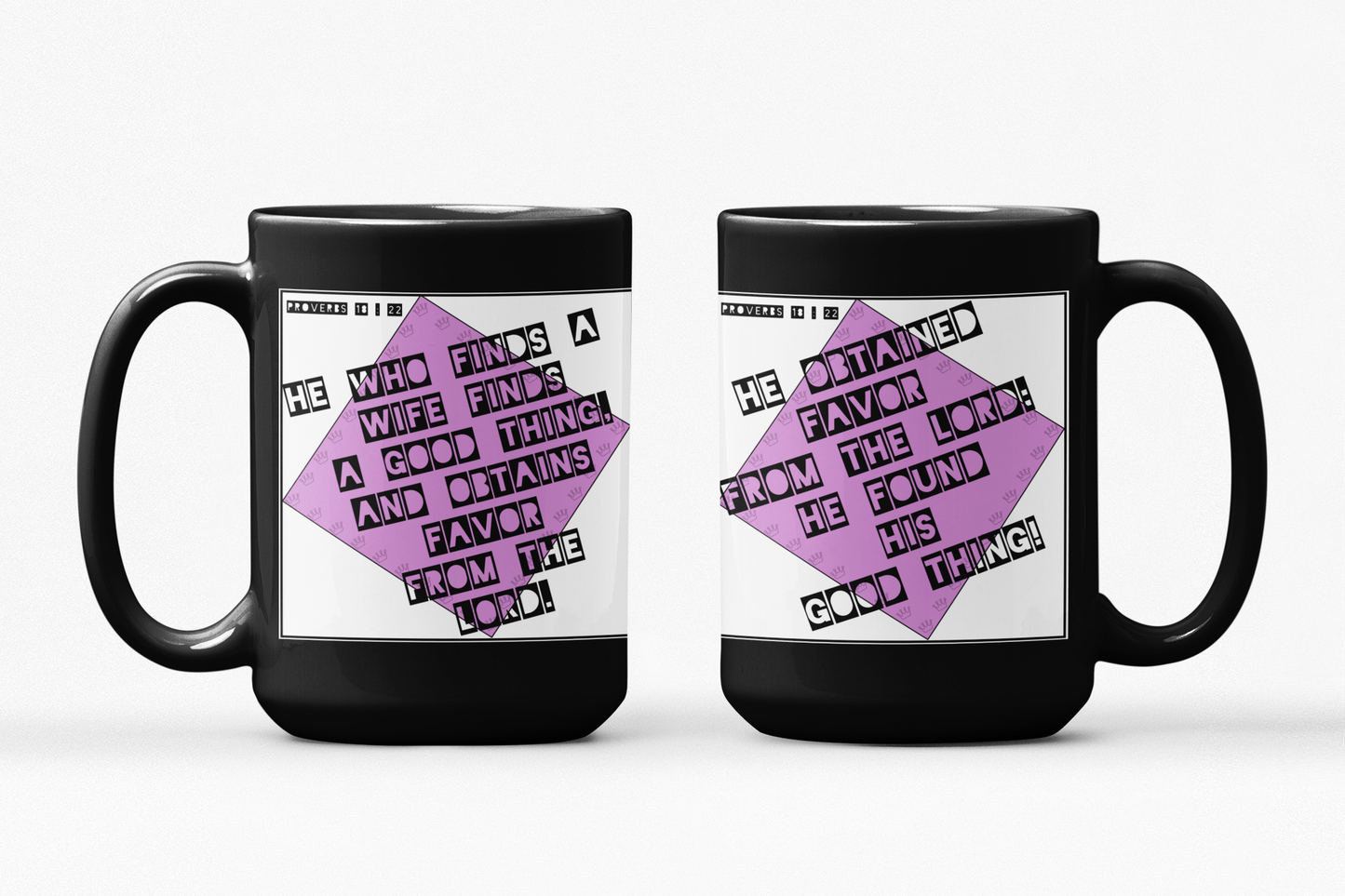 His and Her Proverbs 18:22 Retro Mug Set, 15 oz