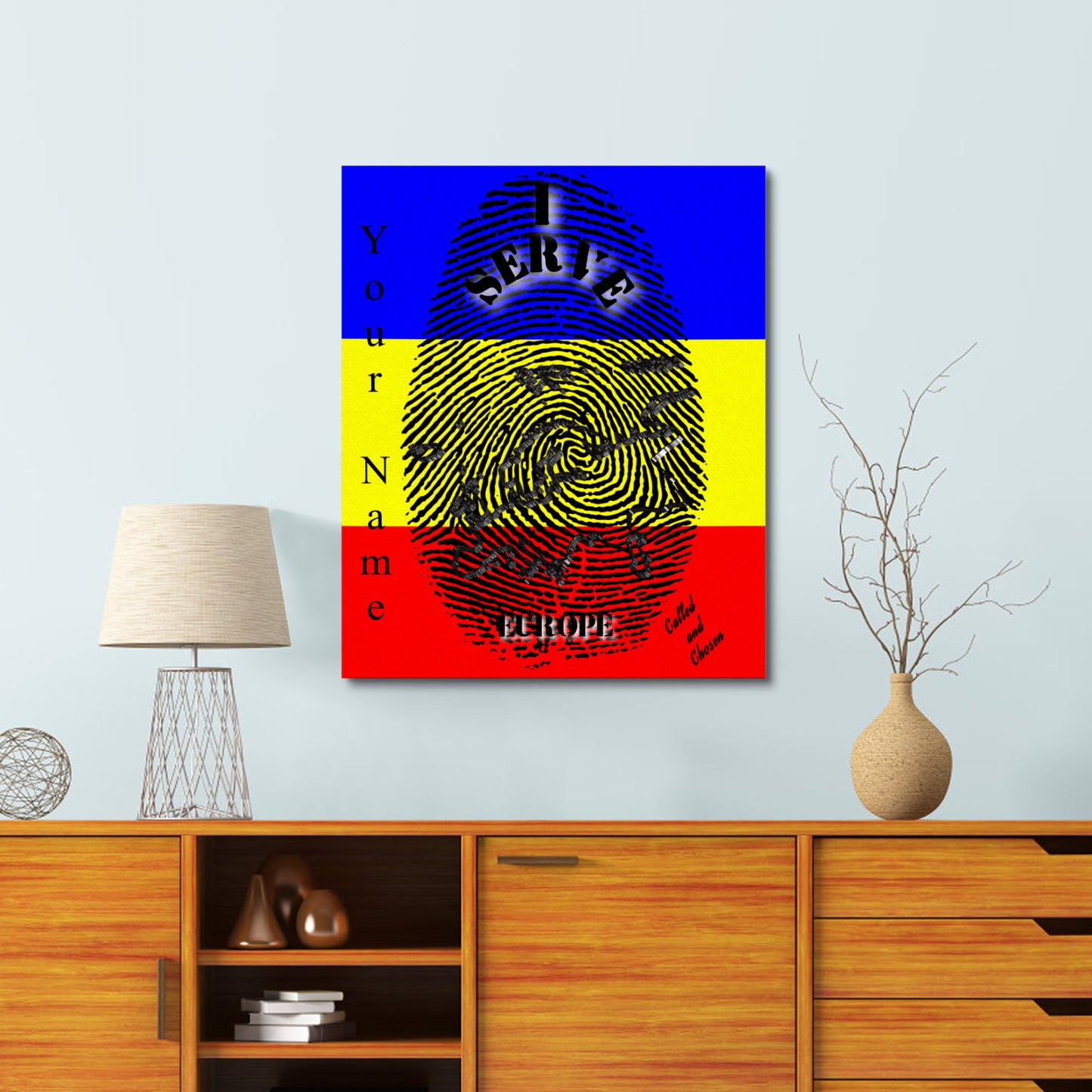 English || I Serve Europe Framed Canvas 16x20 Inch