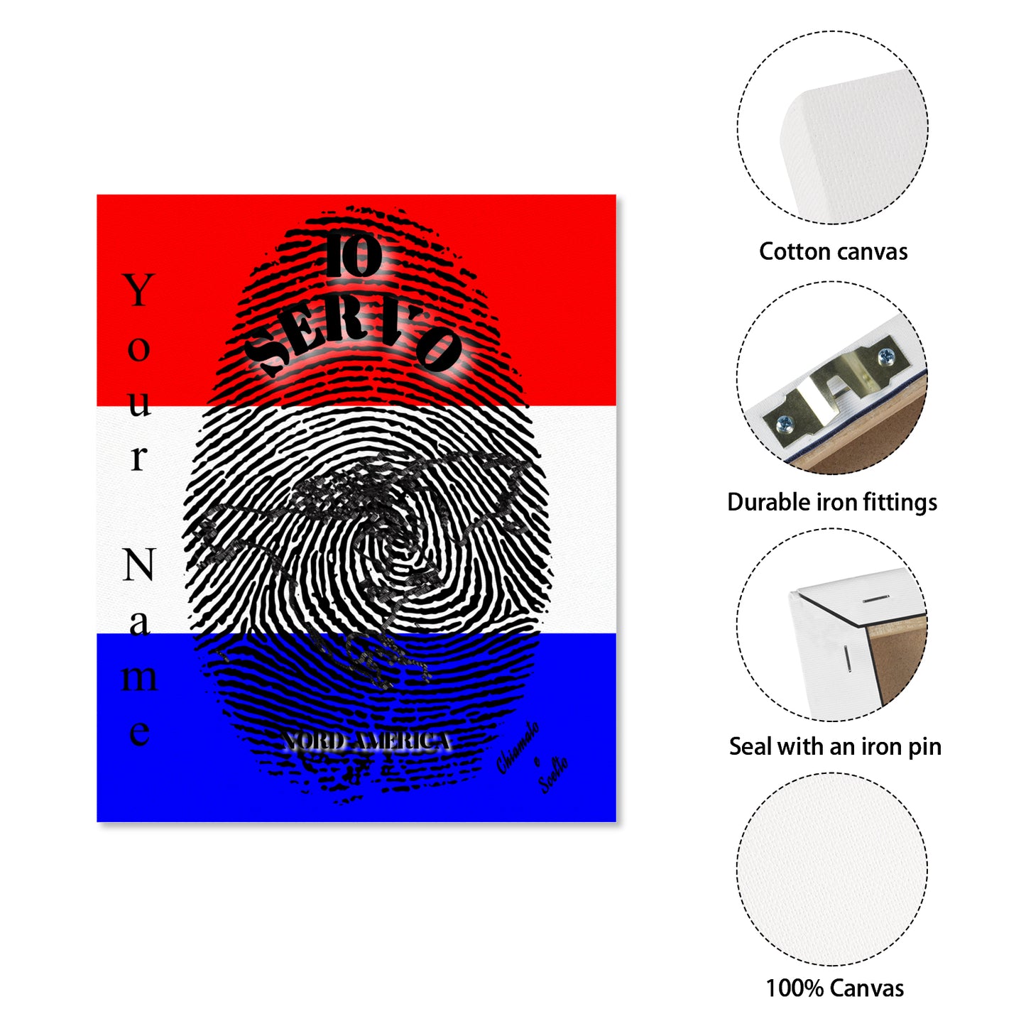 Italian || I Serve North America Fingerprint Frame Canvas, 16x20 Inch