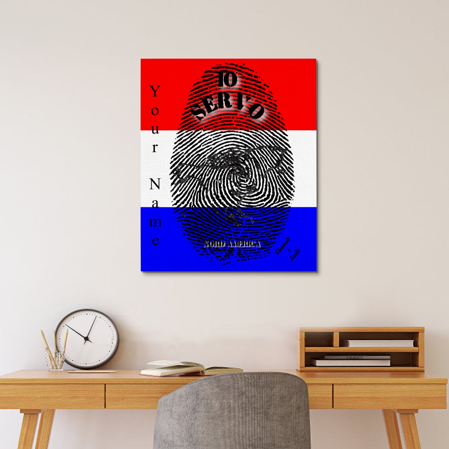 Italian || I Serve North America Fingerprint Frame Canvas, 16x20 Inch