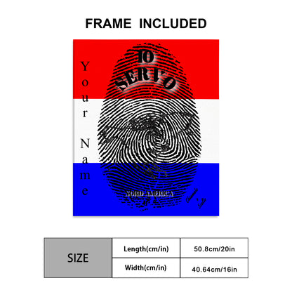 Italian || I Serve North America Fingerprint Frame Canvas, 16x20 Inch