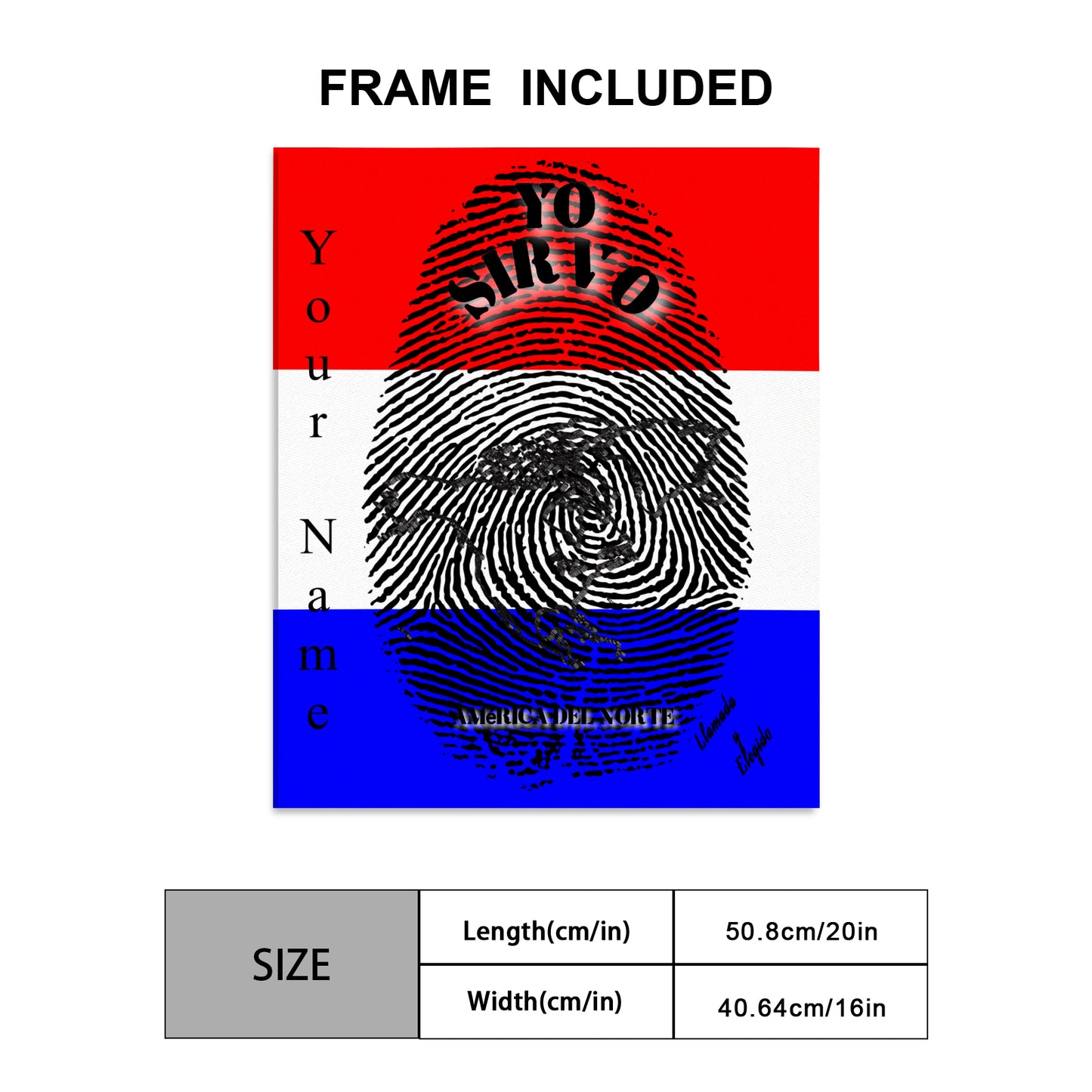 Spanish || I Serve North America Frame Canvas, 16x20 Inch