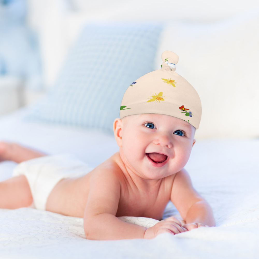 Beige Born For Time Baby Boy's Beanie Cap, 2-Piece Set