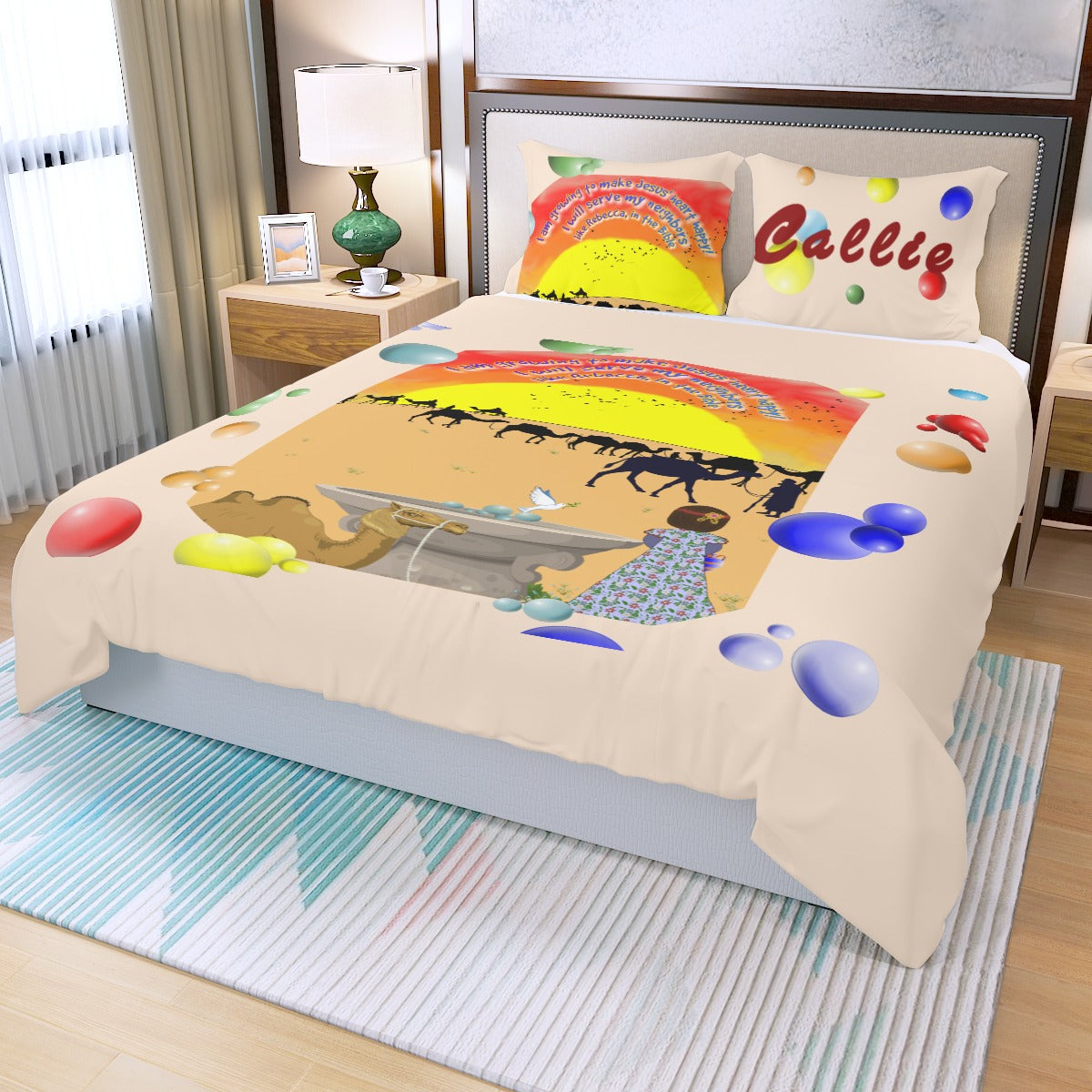 Three-Piece Making Jesus Merry Like Rebecca Duvet Cover Set