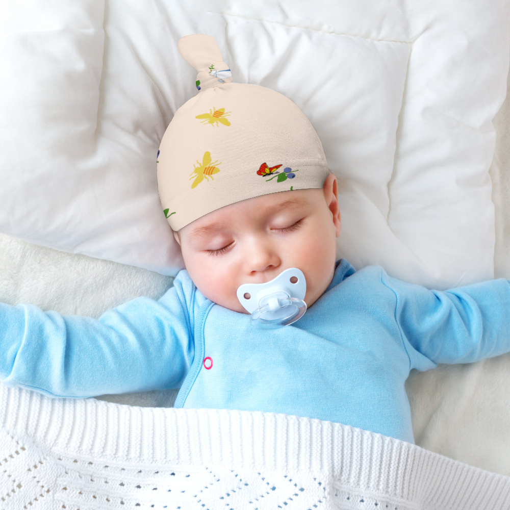 Beige Born For Time Baby Boy's Beanie Cap, 2-Piece Set