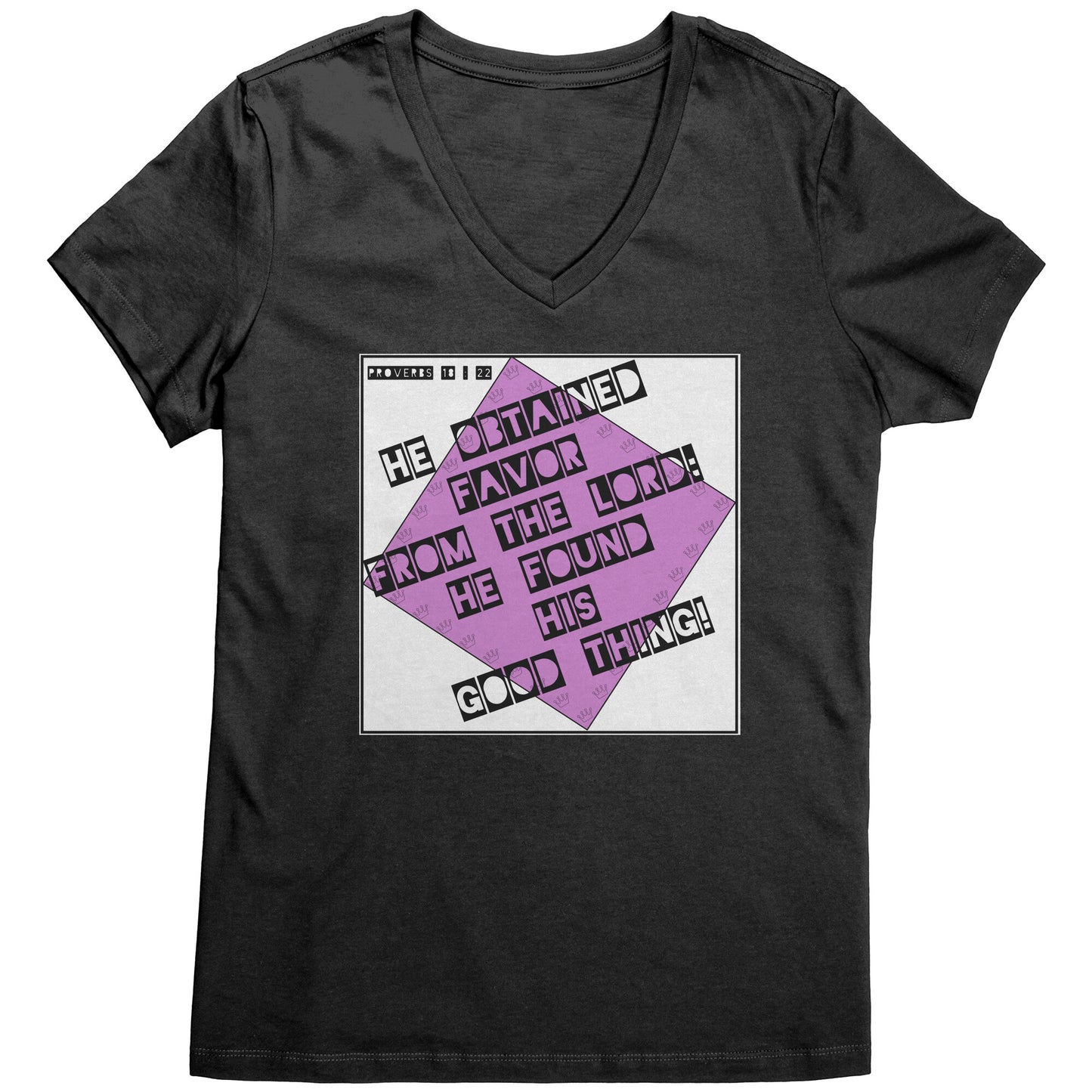 Mama's Retro Proverbs 18:22 V-neck Tee