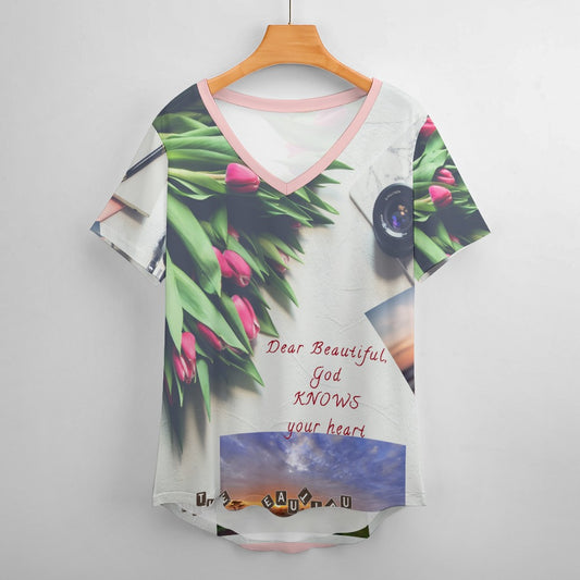 Dear Beautiful God Knows Ladies' V-Neck Blouse