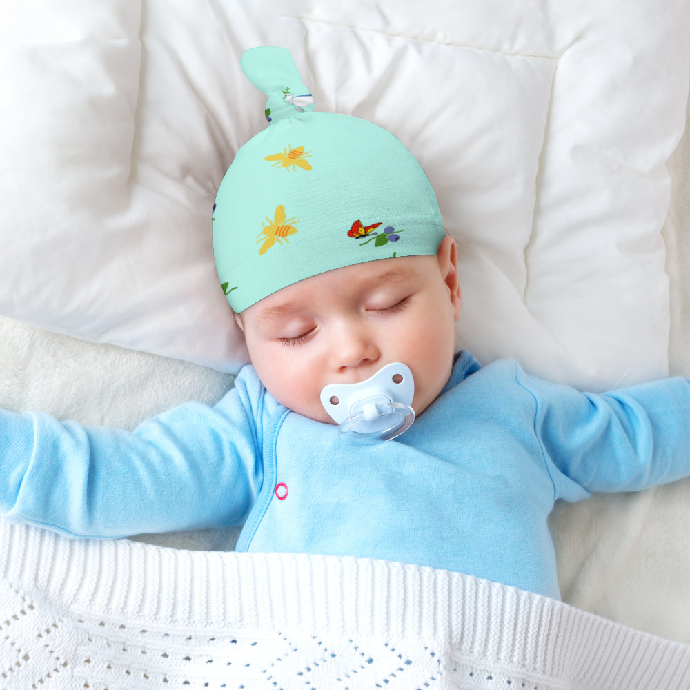 Mint Green Born For Time Baby Boy's Beanie Cap, 2-Piece Set