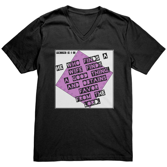 Dada's Retro Proverbs 18:22 V-neck Tee